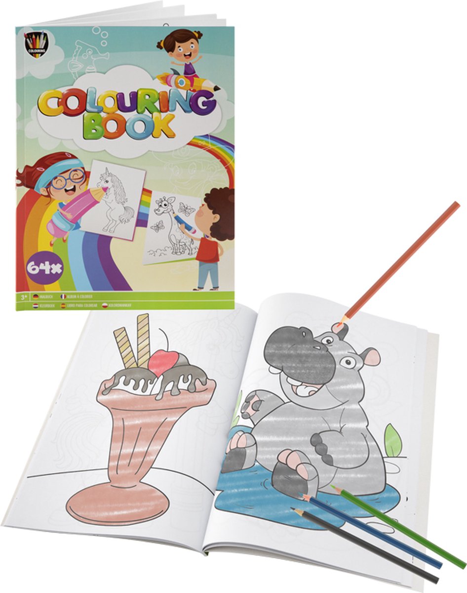 Grafix Kleurboek voor kinderen | 64 kleurplaten | kleurboek voor jongens en meisjes vanaf 3 jaar
